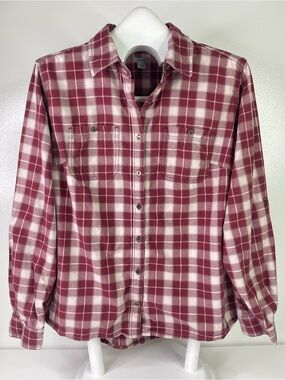 Carhartt Dodson Relaxed Fit Cotton Plaid Flannel Shirt Women's Size L (12-14)